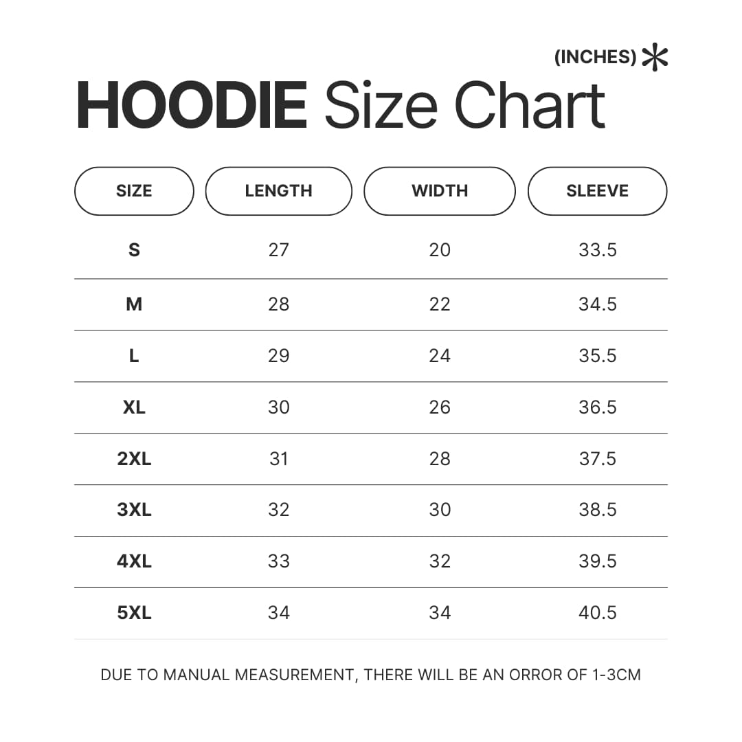 Hoodie Size Chart - Serial experiments Lain Merch