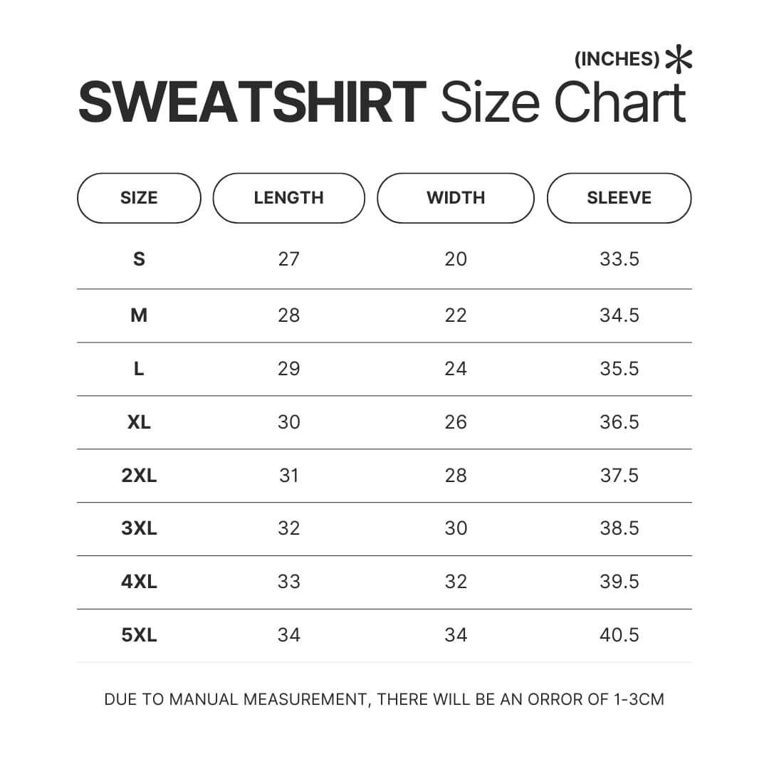 Sweatshirt Size Chart - Serial experiments Lain Merch