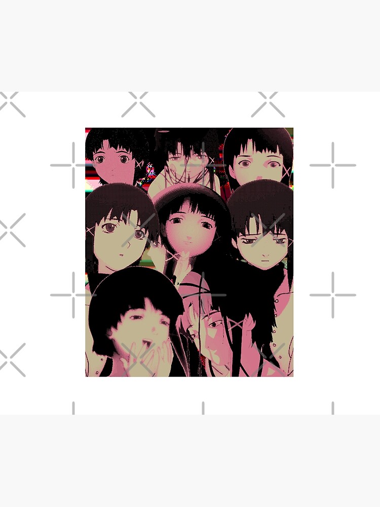 Lain Anime Girl Face Compilation Sad Japanese Anime Aesthetic Tapestry - Image 2