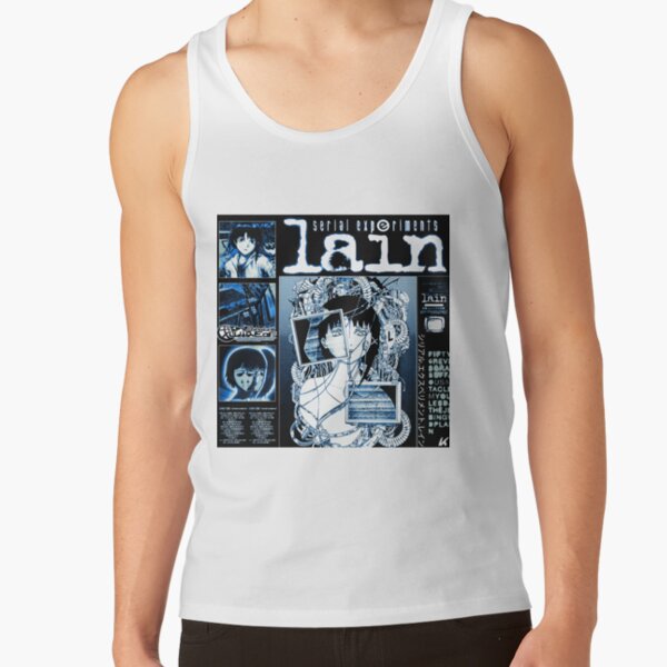 Serial Experiments Lain The Wired Virtual Girl Black And White Tank Top - Image 2