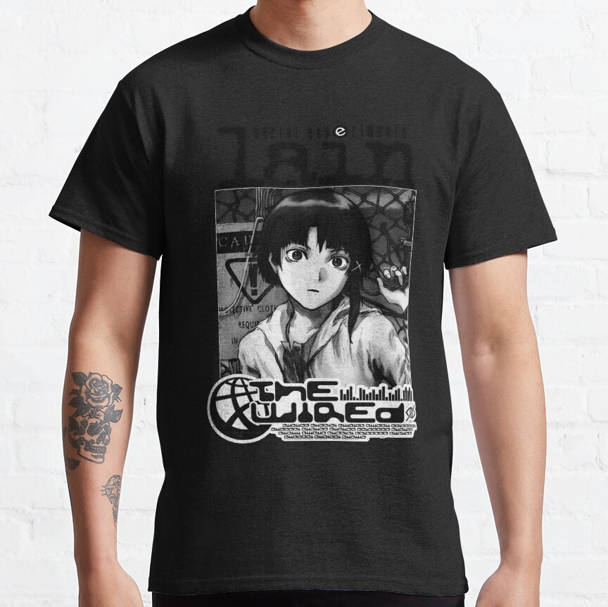 Black And White Serial Experiments Lain T-shirt - Image 2
