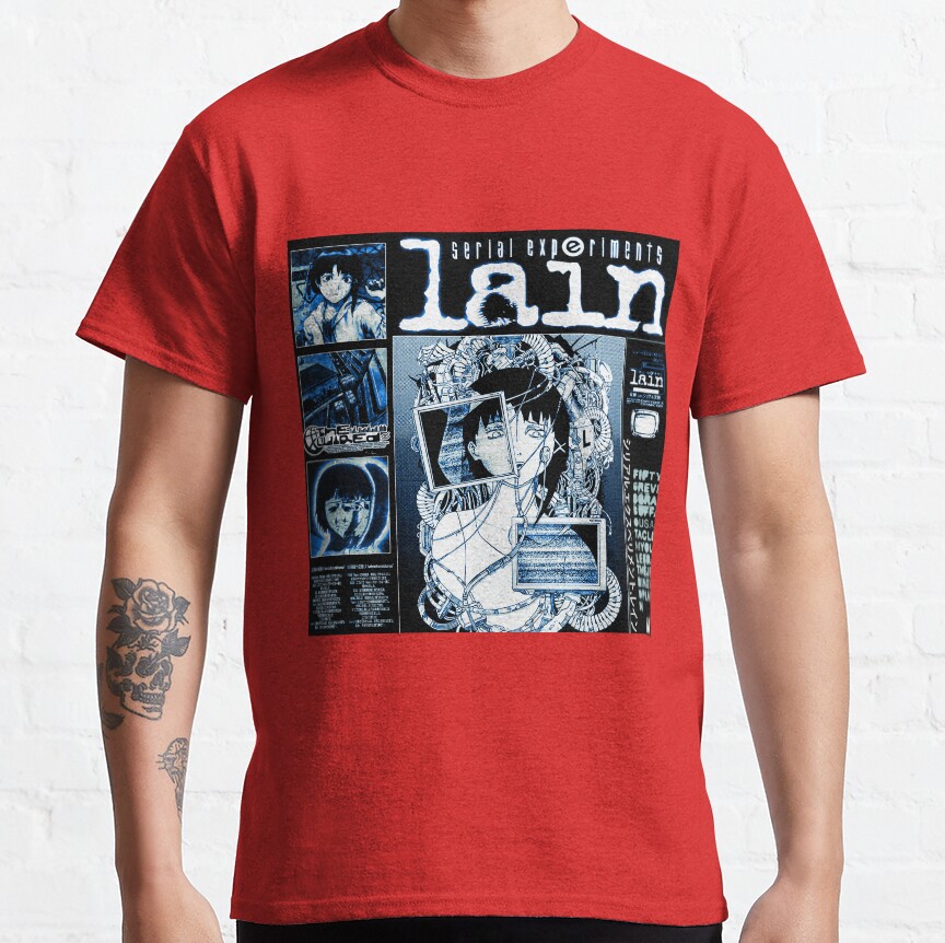 Serial Experiments Lain The Wired Virtual Girl Black And White T-shirt - Image 5