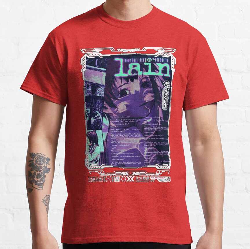 Serial Experiments Lain The Wired Virtual Girl Black And White T-shirt - Image 5