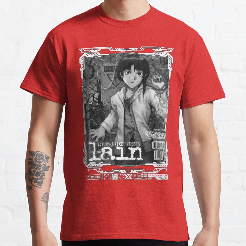 Serial Experiments Lain The Wired Virtual Girl Black And White T-shirt - Image 5