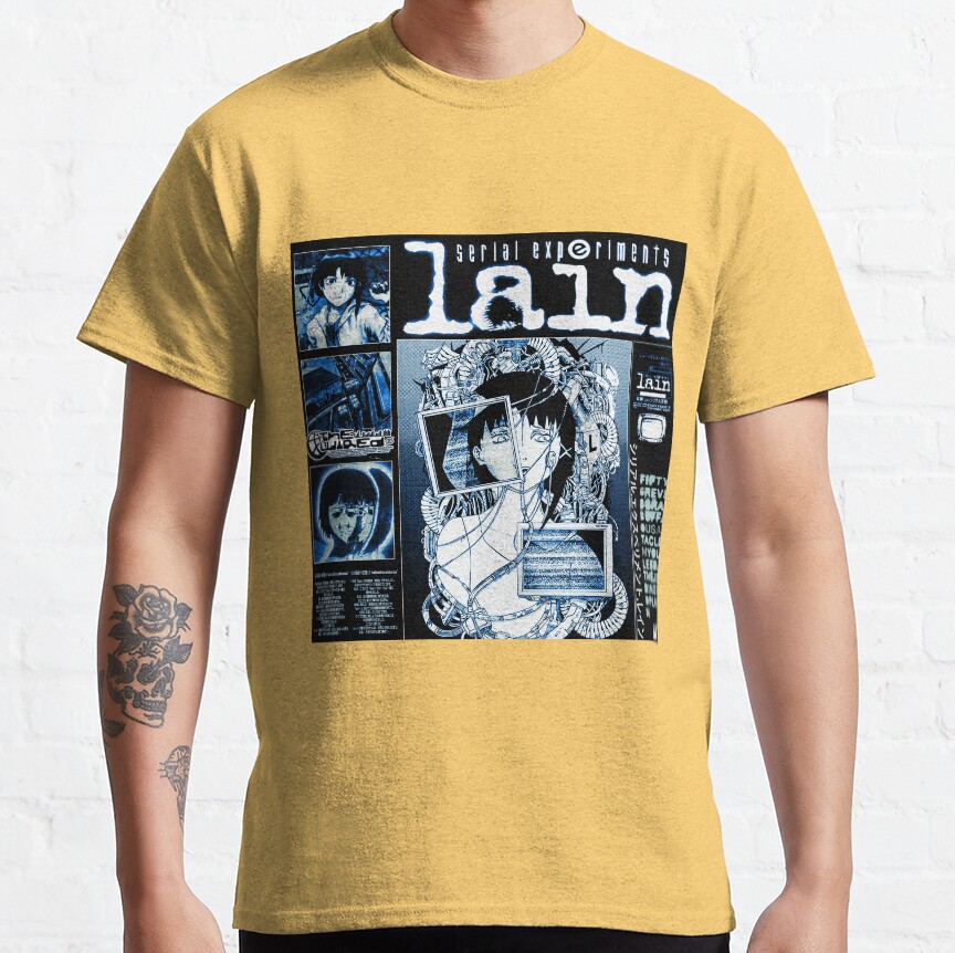 Serial Experiments Lain The Wired Virtual Girl Black And White T-shirt - Image 6
