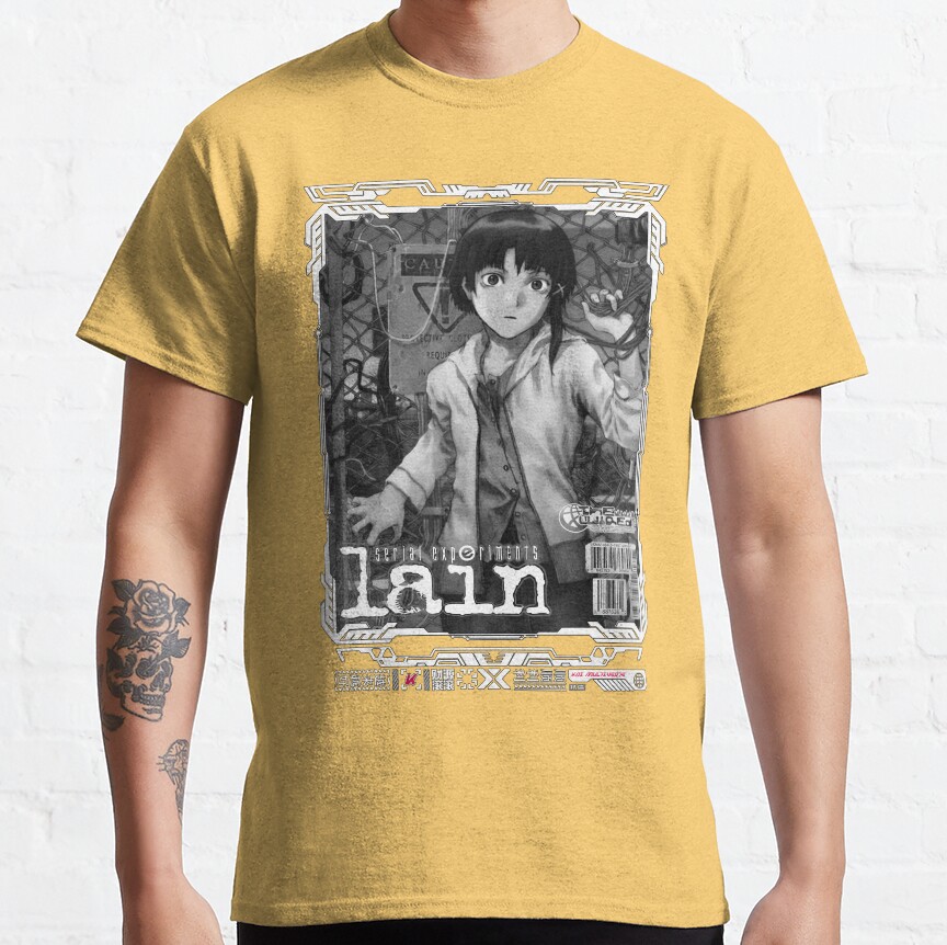 Serial Experiments Lain The Wired Virtual Girl Black And White T-shirt - Image 6