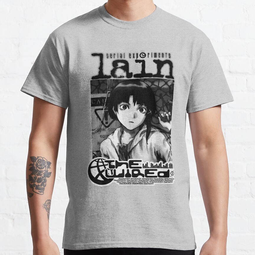 Black And White Serial Experiments Lain T-shirt - Image 3