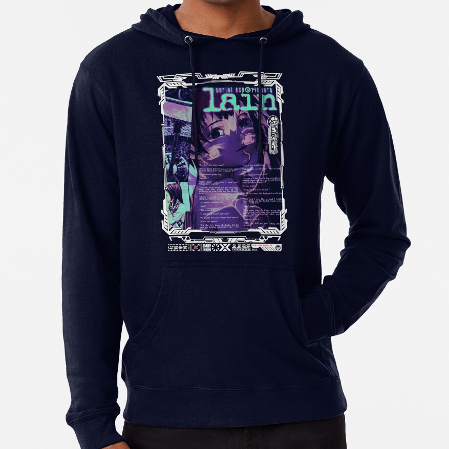 Serial Experiments Lain The Wired Virtual Girl Black And White Hoodie - Image 5