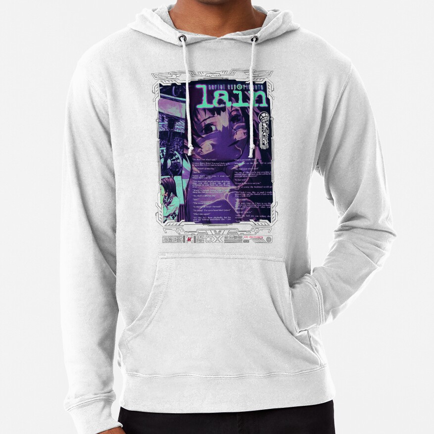 Serial Experiments Lain The Wired Virtual Girl Black And White Hoodie - Image 2