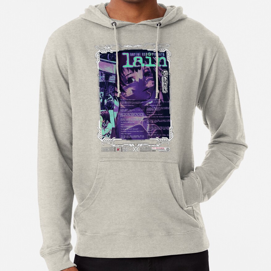 Serial Experiments Lain The Wired Virtual Girl Black And White Hoodie - Image 3