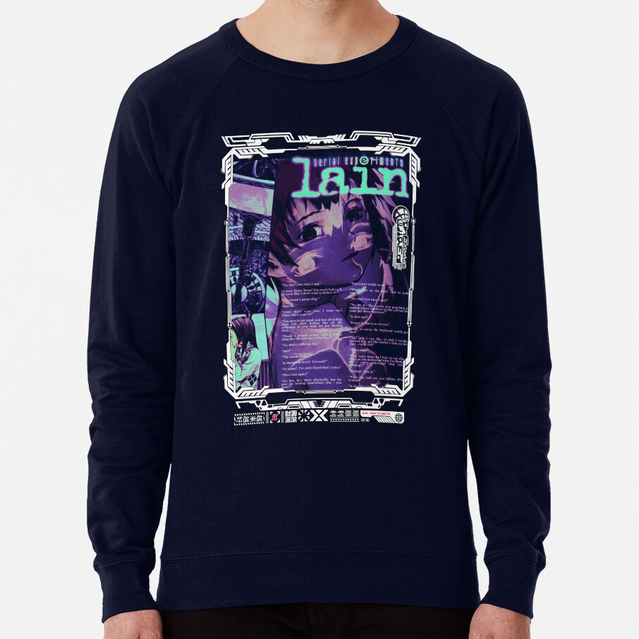 Serial Experiments Lain The Wired Virtual Girl Black And White Sweatshirt - Image 5