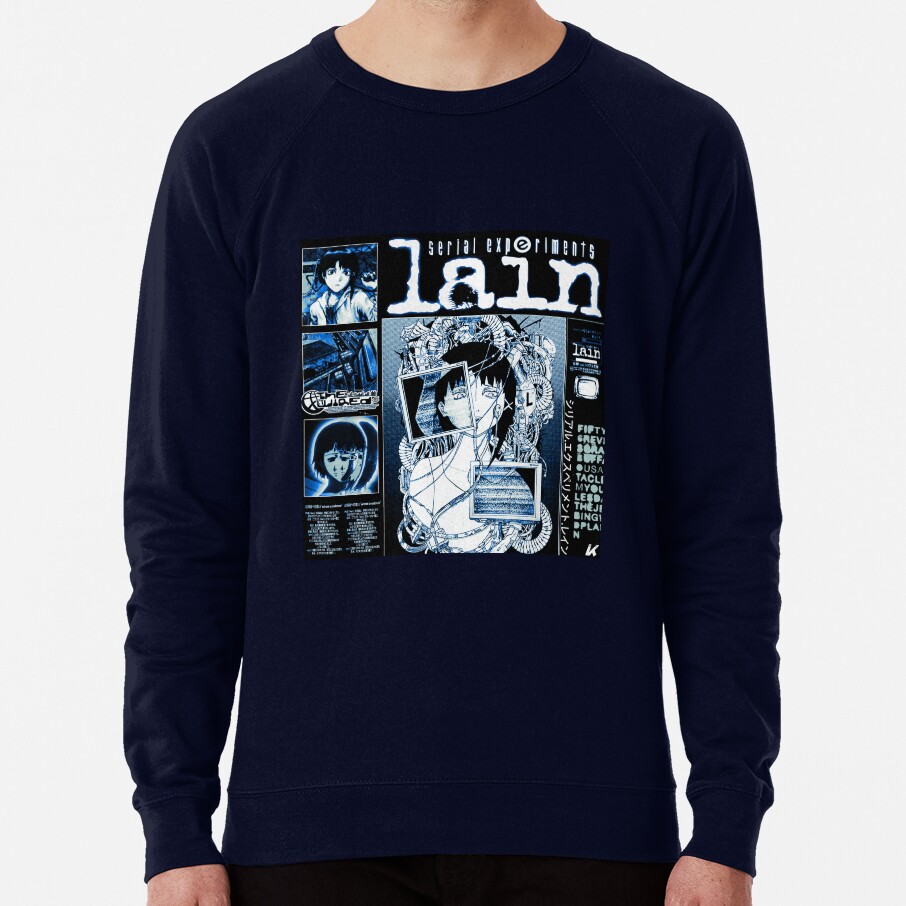 Serial Experiments Lain The Wired Virtual Girl Black And White Sweatshirt - Image 5