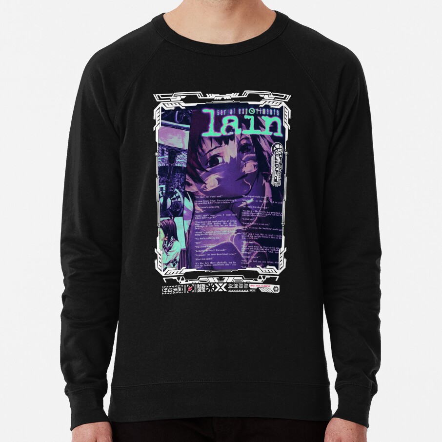 Serial Experiments Lain The Wired Virtual Girl Black And White Sweatshirt