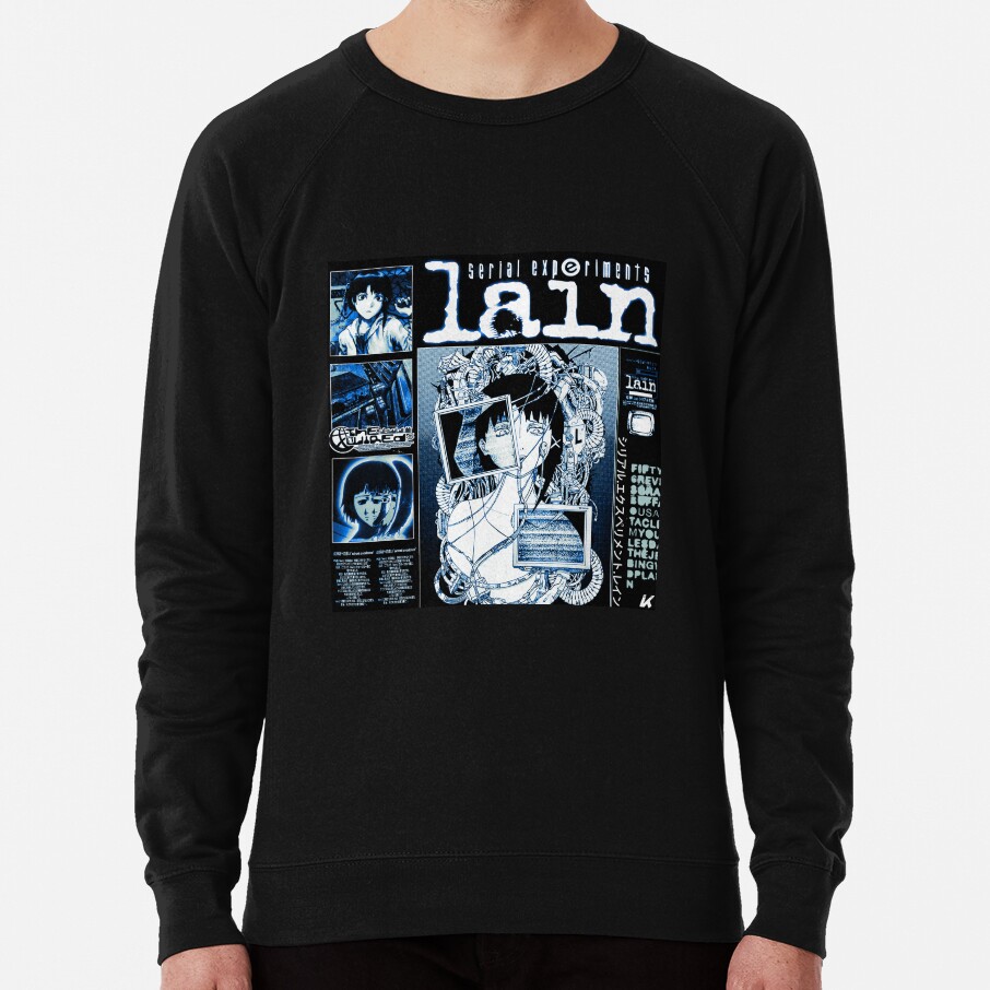 Serial Experiments Lain The Wired Virtual Girl Black And White Sweatshirt