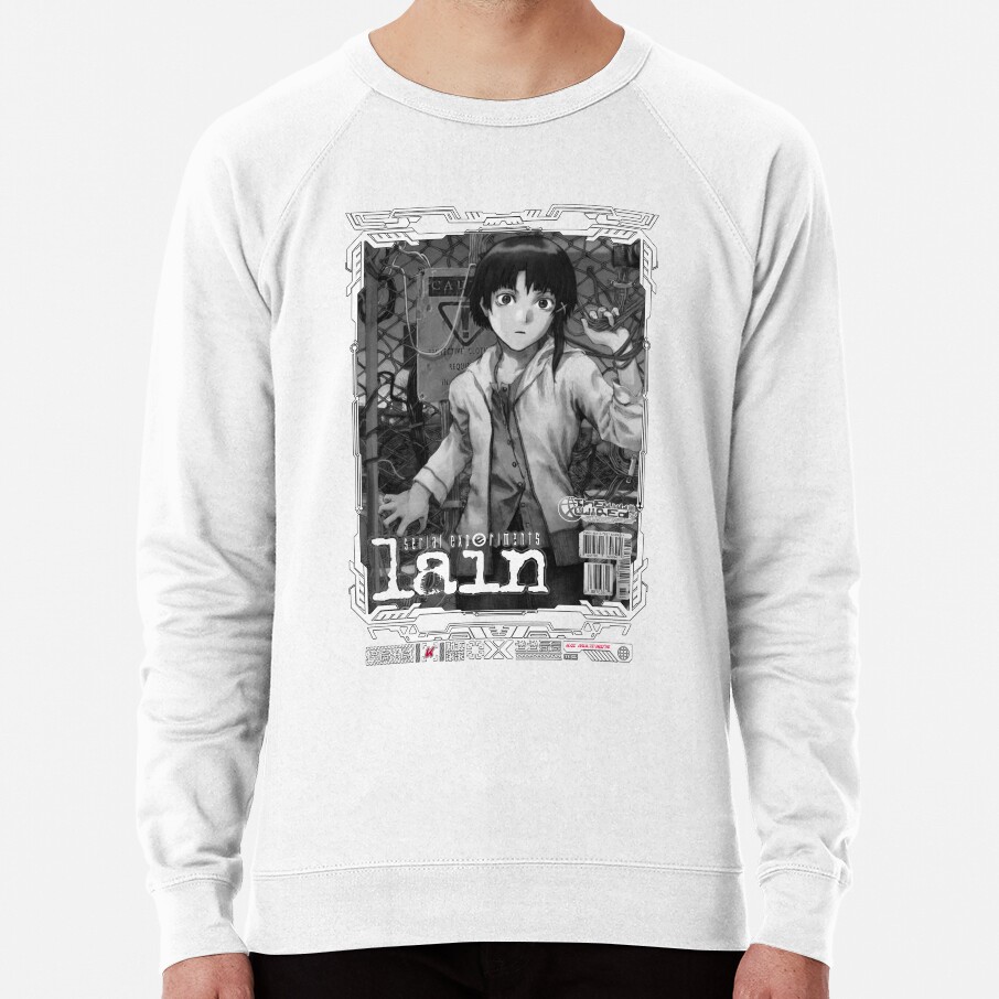 Serial Experiments Lain The Wired Virtual Girl Black And White Sweatshirt - Image 2