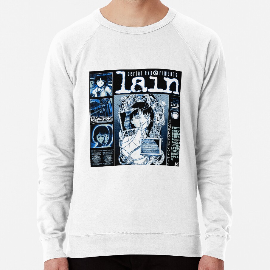 Serial Experiments Lain The Wired Virtual Girl Black And White Sweatshirt - Image 2