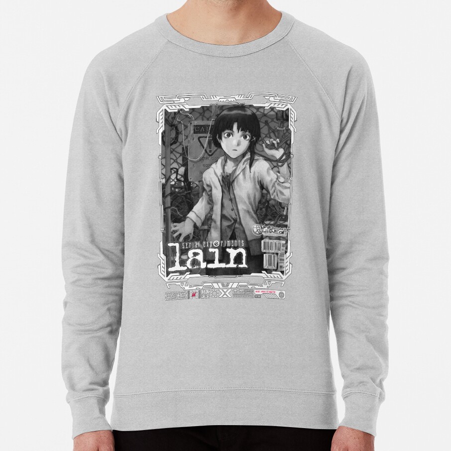Serial Experiments Lain The Wired Virtual Girl Black And White Sweatshirt - Image 4