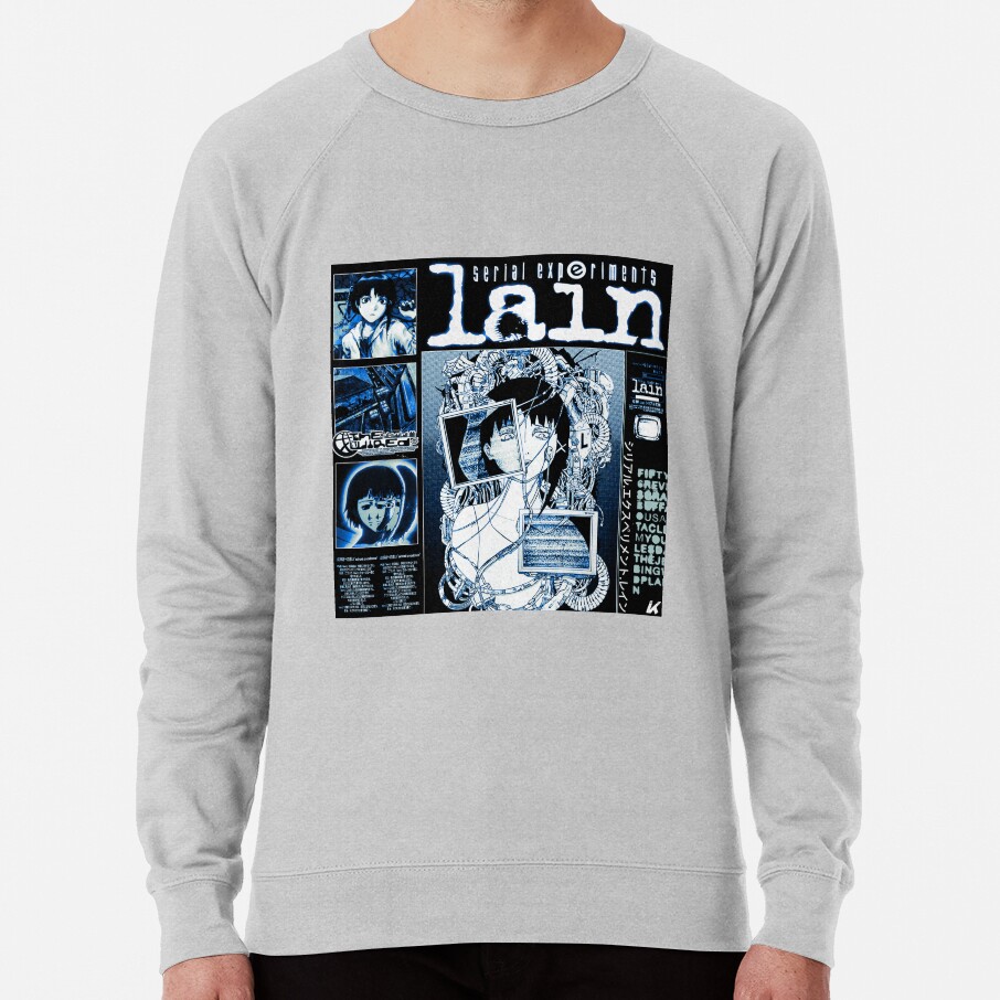 Serial Experiments Lain The Wired Virtual Girl Black And White Sweatshirt - Image 4