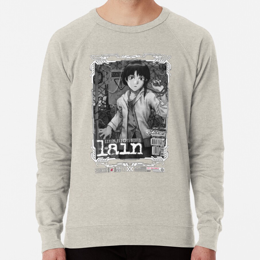 Serial Experiments Lain The Wired Virtual Girl Black And White Sweatshirt - Image 3