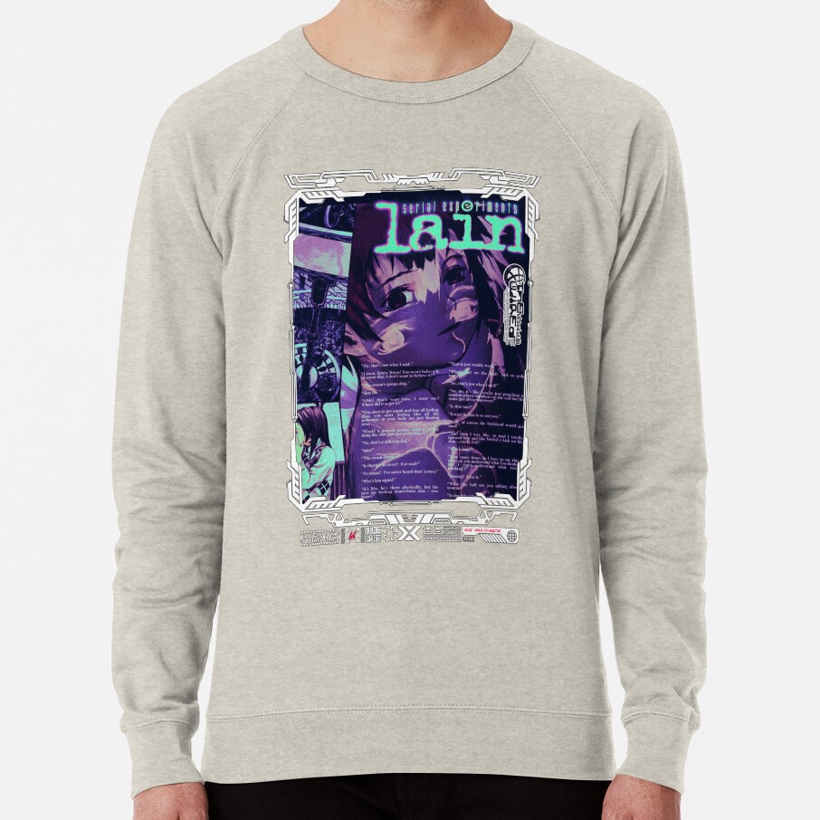 Serial Experiments Lain The Wired Virtual Girl Black And White Sweatshirt - Image 3