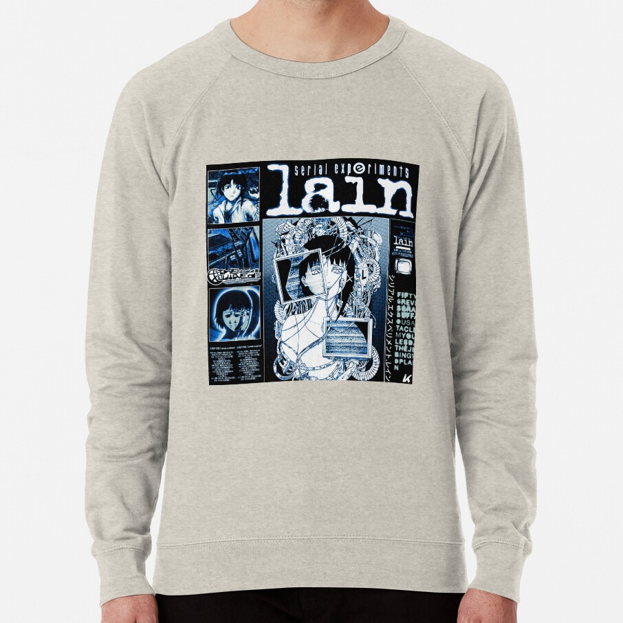 Serial Experiments Lain The Wired Virtual Girl Black And White Sweatshirt - Image 3