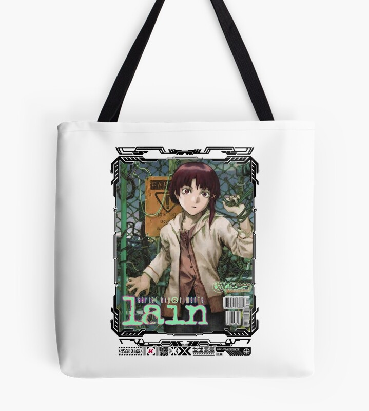 Serial Experiments Lain The Wired Virtual Girl Black And White Tote Bag