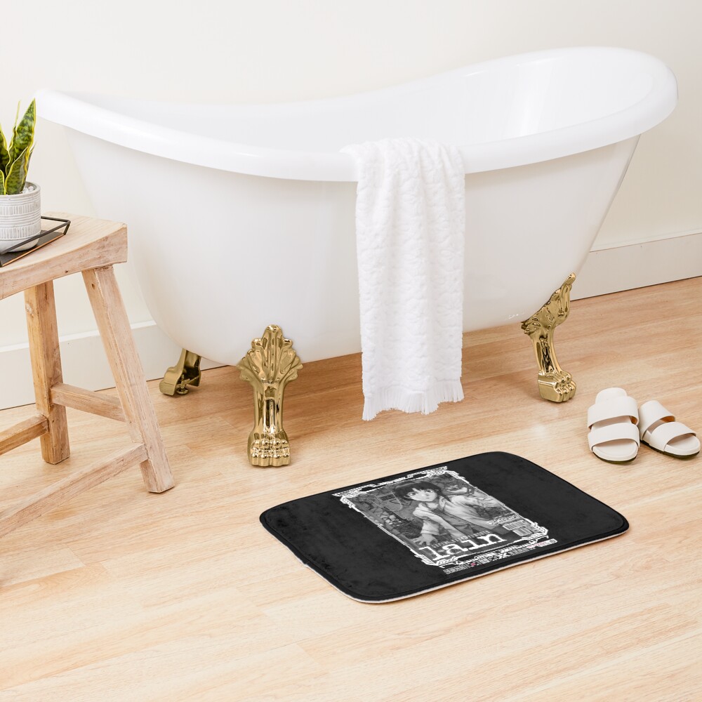 Serial Experiments Lain The Wired Virtual Girl Black And White Bath Mat - Image 2