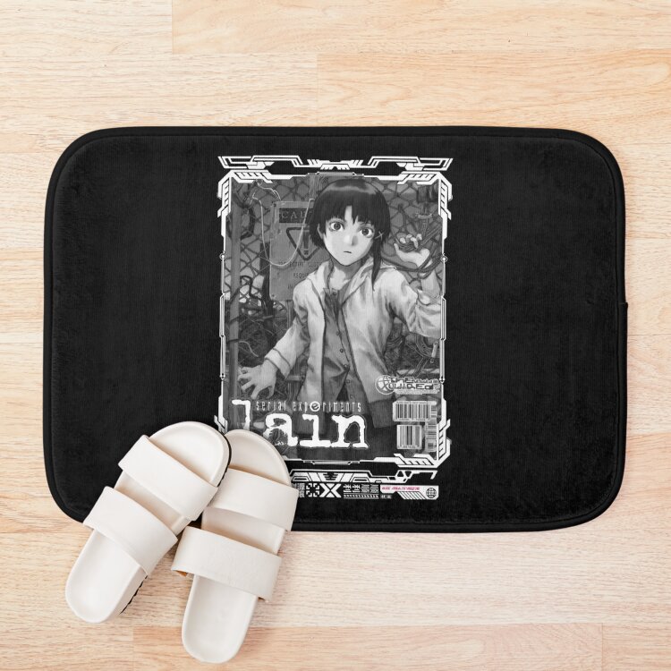 Serial Experiments Lain The Wired Virtual Girl Black And White Bath Mat - Image 3