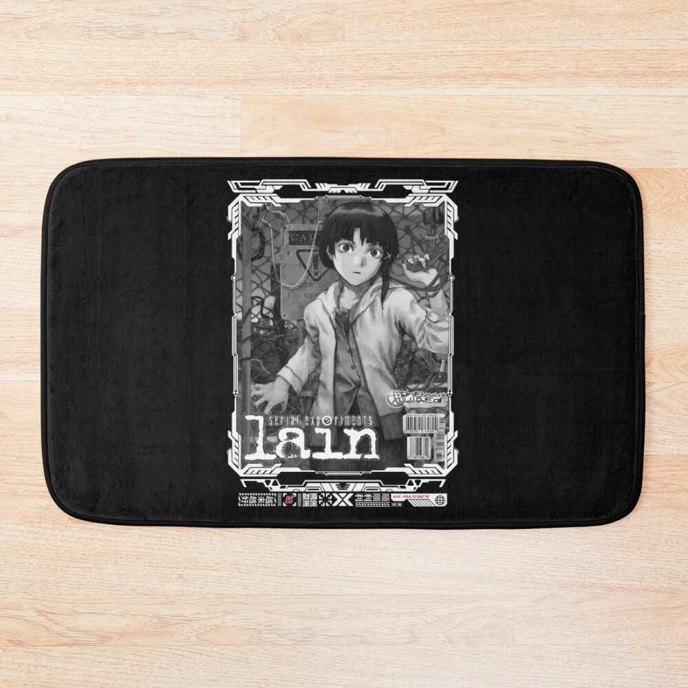 Serial Experiments Lain The Wired Virtual Girl Black And White Bath Mat