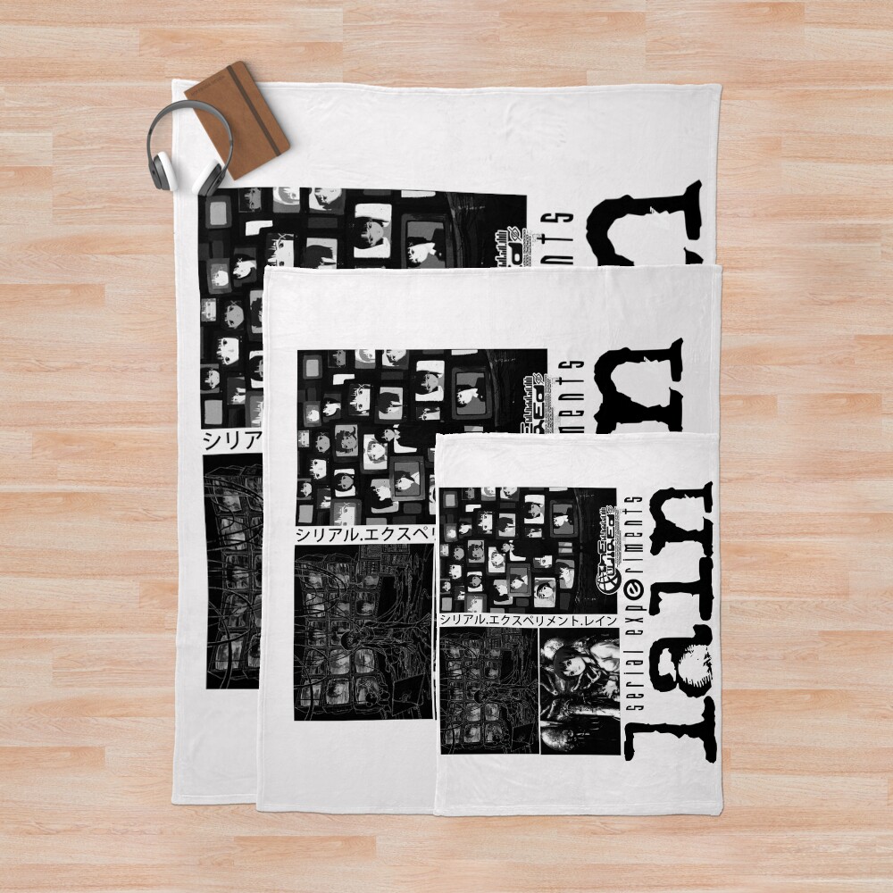 Black And White Serial Experiments Lain Throw Blanket - Image 3