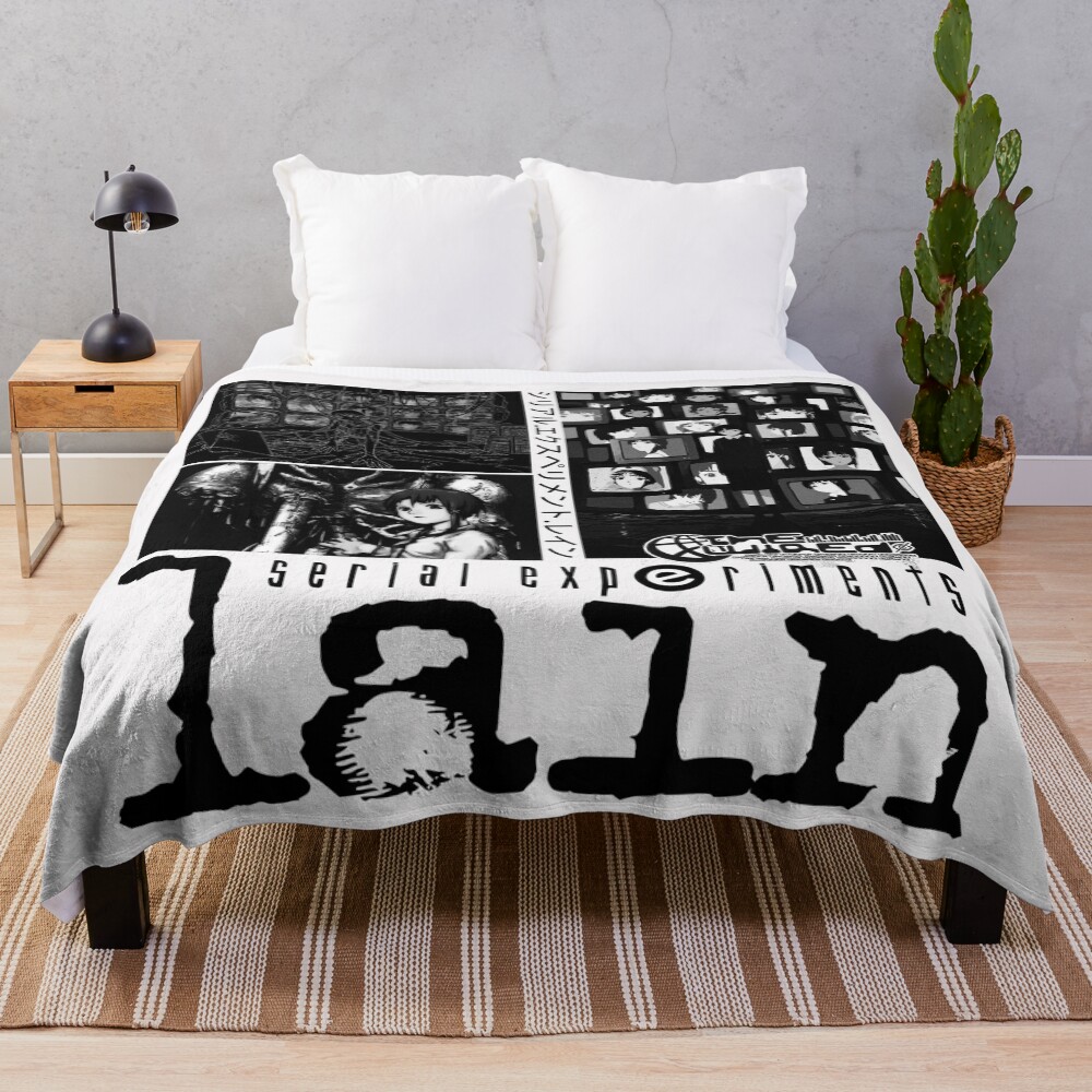 Black And White Serial Experiments Lain Throw Blanket