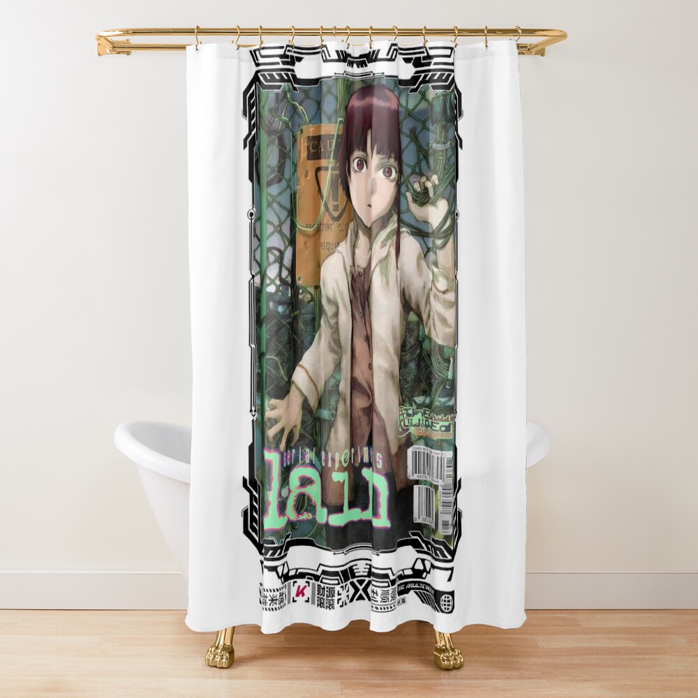 Serial Experiments Lain The Wired Virtual Girl Black And White Shower Curtain
