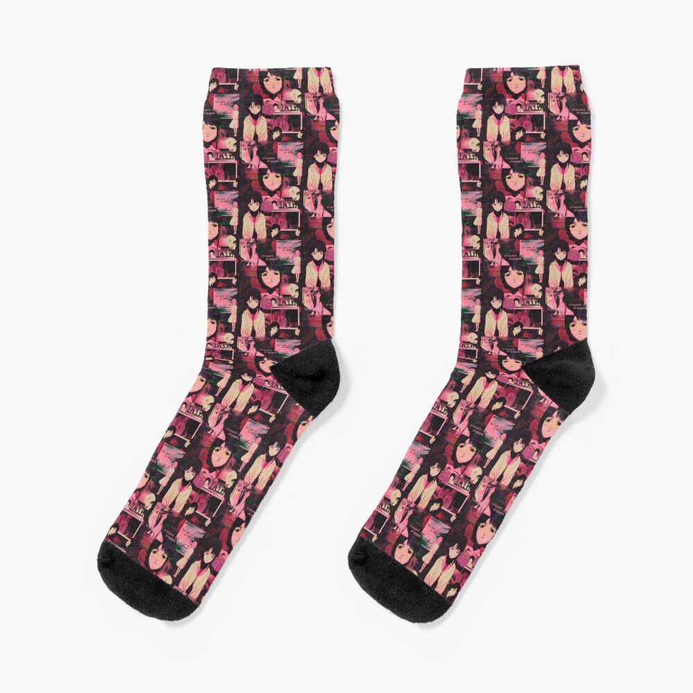 Lain Pink Cybercore Aesthetic Socks