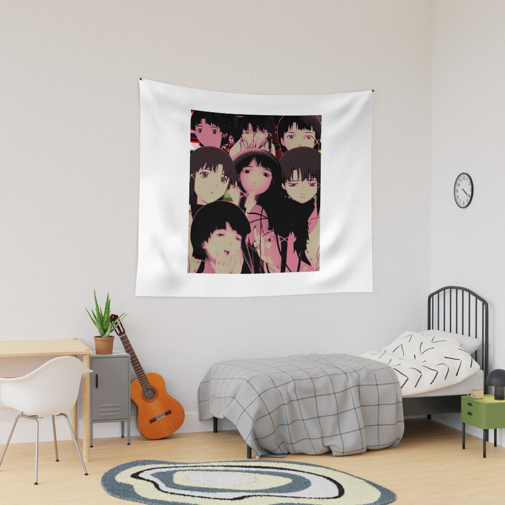 Lain Anime Girl Face Compilation Sad Japanese Anime Aesthetic Tapestry